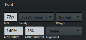 screen capture of font filter settings